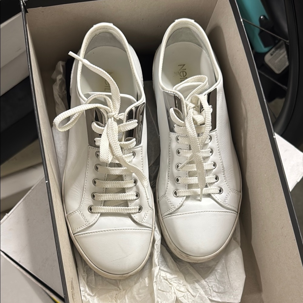 Neil Barrett White Leather Sneakers